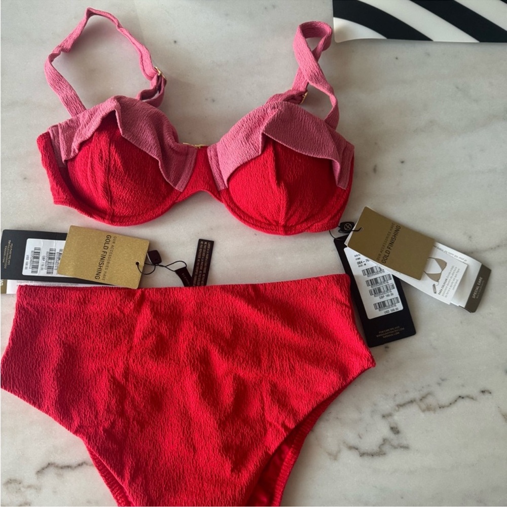 Vix Two-Tone Pink and Red Bikini Set